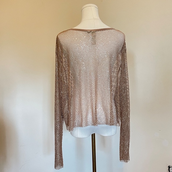 Anthropologie Taupe Mesh Blouse - Picture 6 of 14